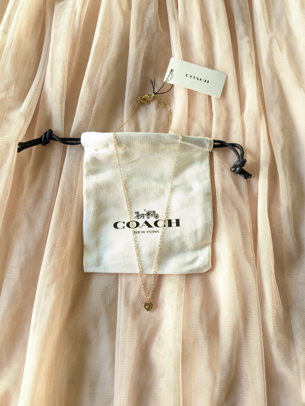 Coach Necklace with Heart-Shaped Pendant in Gold